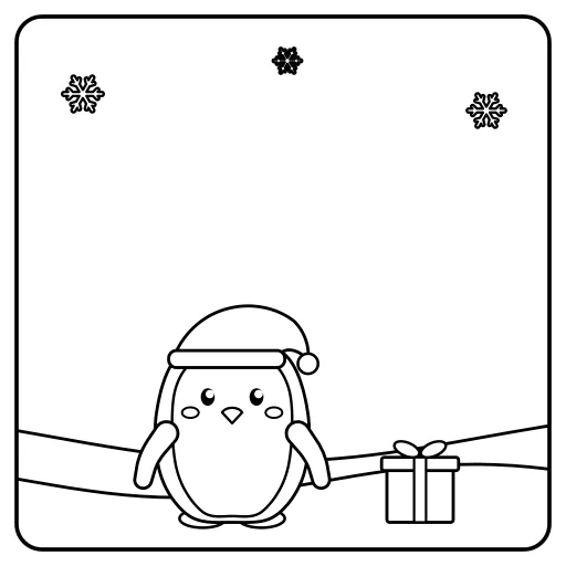 Penguin in a Santa Hat: a cute, easy coloring page with big shapes and bold lines.