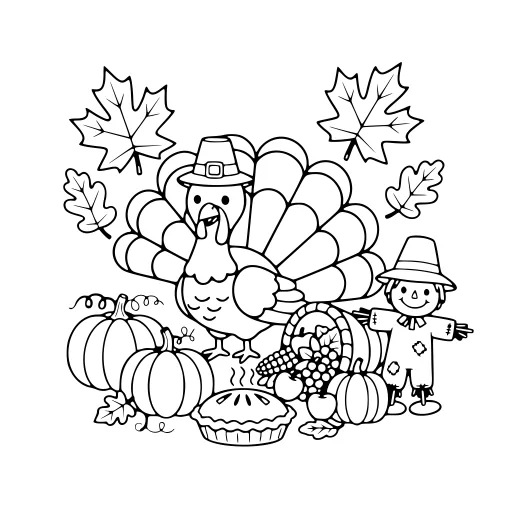 Lovely Thanksgiving Fun coloring page. A lovely thanksgiving fun with lots of fine detail to fill at your own pace.