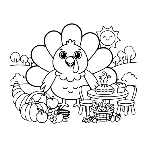 Little Thanksgiving Fun coloring page. A little thanksgiving fun with a friendly mix of large and small areas.