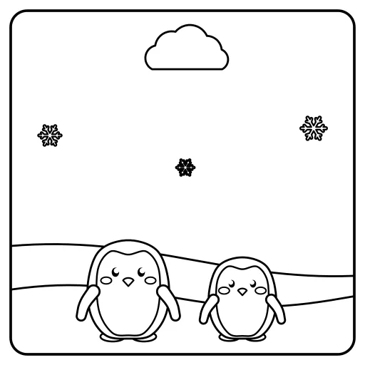 Penguin Pair: a cute, easy coloring page with big shapes and bold lines.