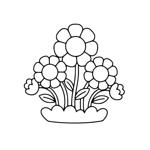 Calm Flower Scene coloring page. A calm flower scene with big, simple shapes that are easy to fill.