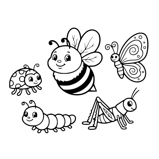 Bright Insect Time coloring page. A bright insect time with big, simple shapes that are easy to fill.