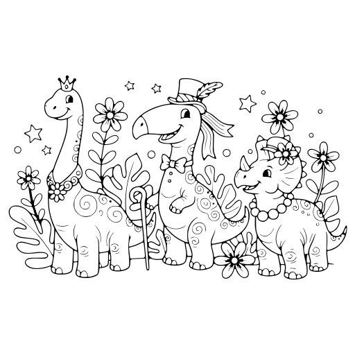 Lovely Dinosaur Scene coloring page. A lovely dinosaur scene with lots of fine detail to fill at your own pace.