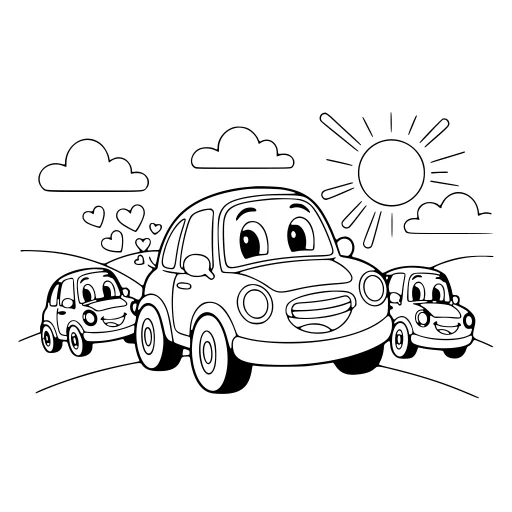 Little Cars coloring page. A little cars picture with big, simple shapes that are easy to fill.