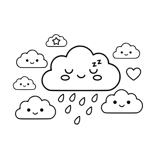 Little Cloud Scene coloring page. A little cloud scene with big, simple shapes that are easy to fill.