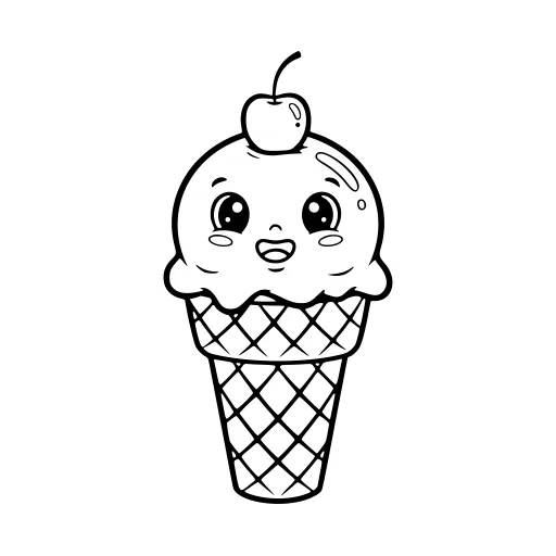 Busy Ice Cream coloring page. A busy ice cream picture with big, simple shapes that are easy to fill.