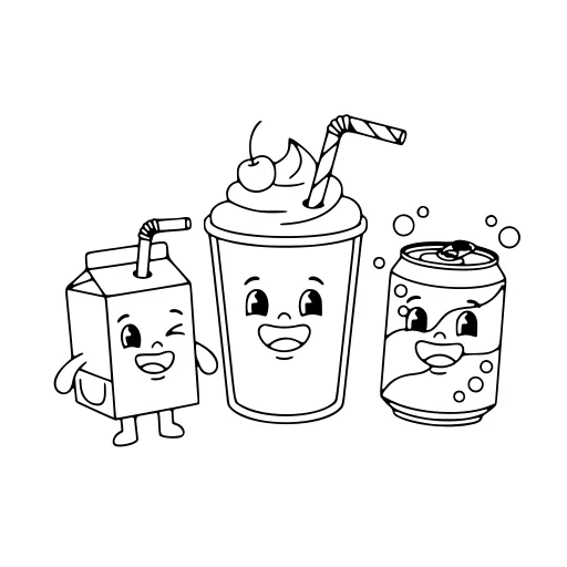 Adorable Drinks coloring page. An adorable drinks picture with big, simple shapes that are easy to fill.