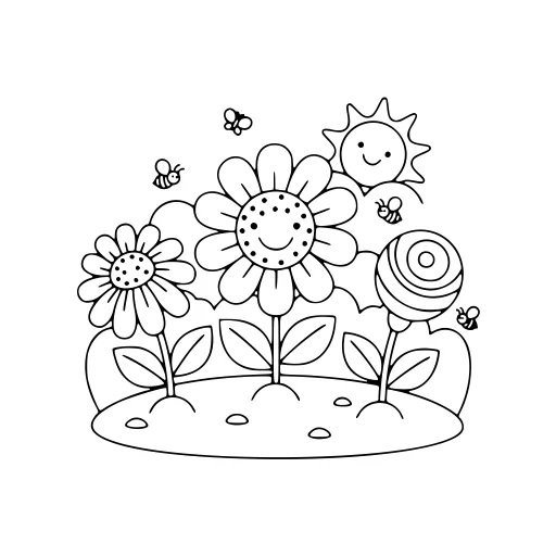 Fresh Flowers coloring page. A fresh flowers scene with big, simple shapes that are easy to fill.