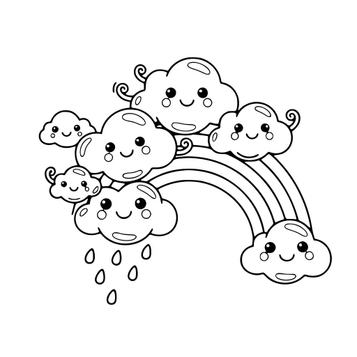 Gentle Clouds coloring page. A gentle clouds scene with big, simple shapes that are easy to fill.