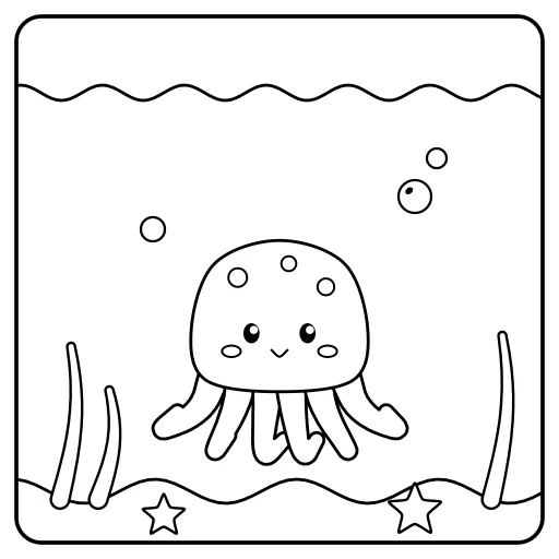 Octopus on the Reef: a cute, easy coloring page with big shapes and bold lines.