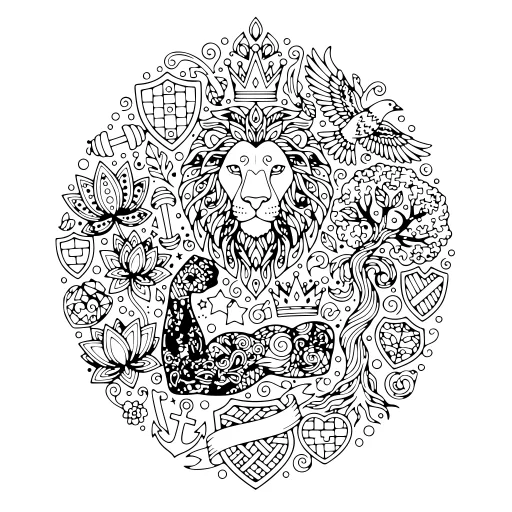 Fine Courage Design coloring page. A fine courage design with lots of fine detail to fill at your own pace.