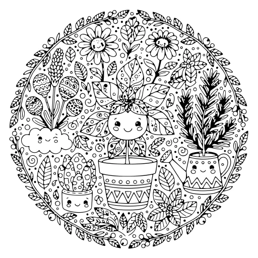 Fresh Herbs & Plants coloring page. A fresh herbs & plants botanical design with lots of fine detail to fill at your own pace.