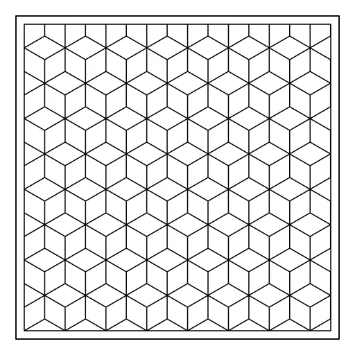 Tiny Tumbling Blocks coloring page. Rows of tumbling cubes that look three-dimensional.