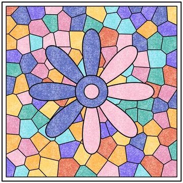 Stained Glass Flower: a coloring page colored in Crayon with crayon texture