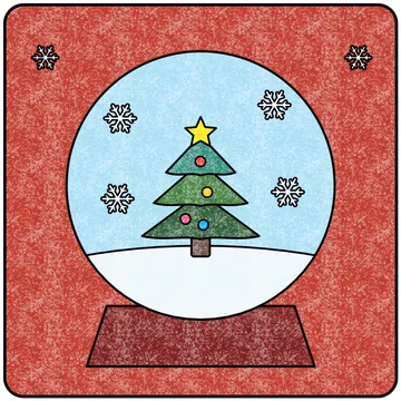 Snow Globe: a coloring page colored in Crayon with crayon texture