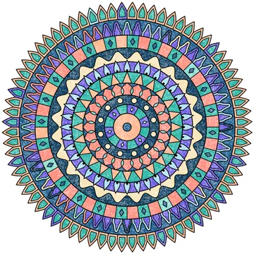 Velvet Medallion Mandala: a coloring page colored in Crayon with crayon texture
