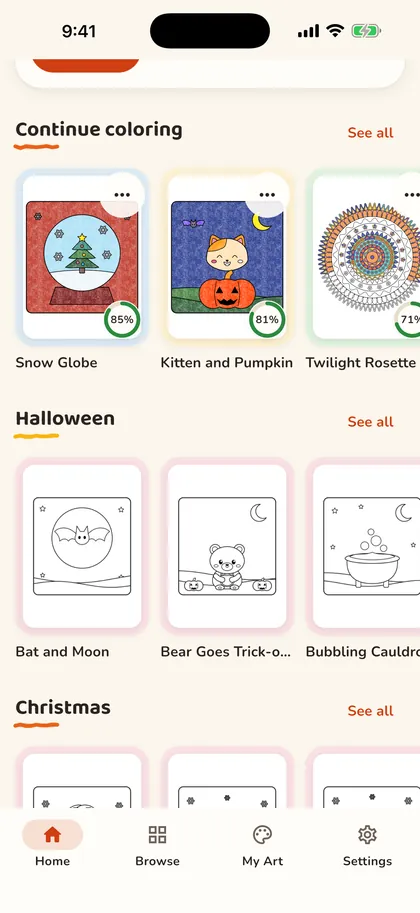 Seasonal sets on the Crayon home screen